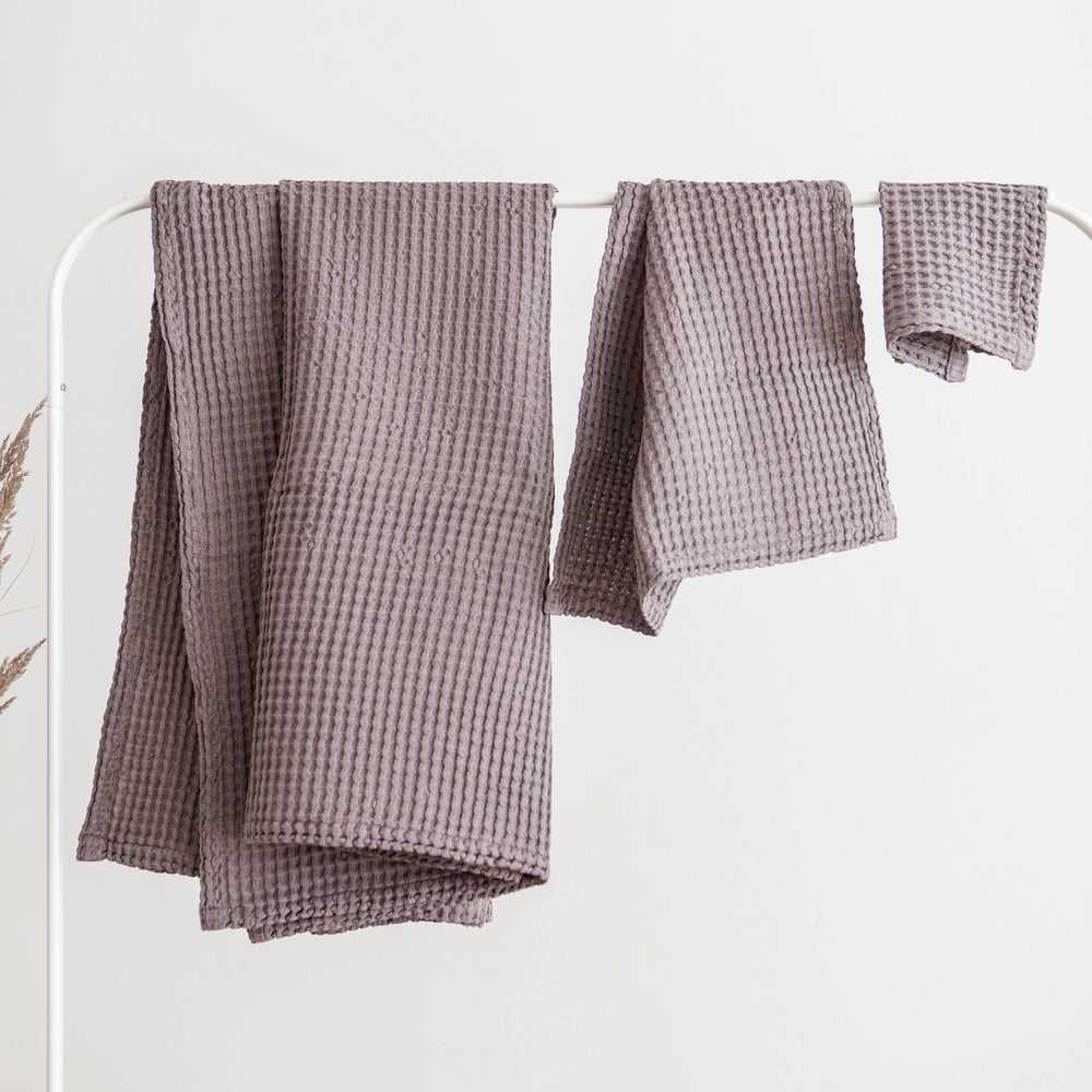 Grey Waffle Linen Towels Set of 3 - Daily Linen