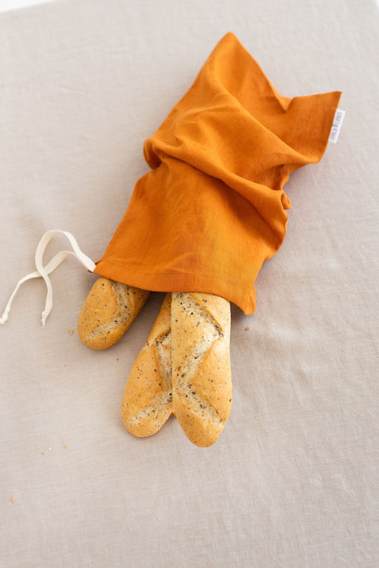 Linen Bread Bag In Mustard Color 4 - Daily Linen
