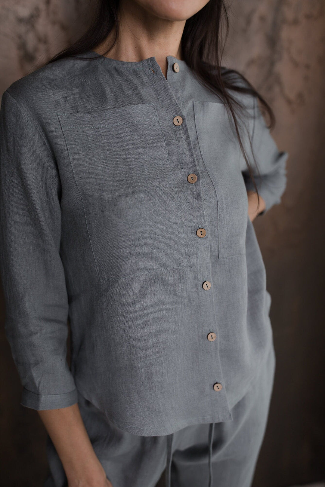 Linen Button Down Shirt ICEBERG 1