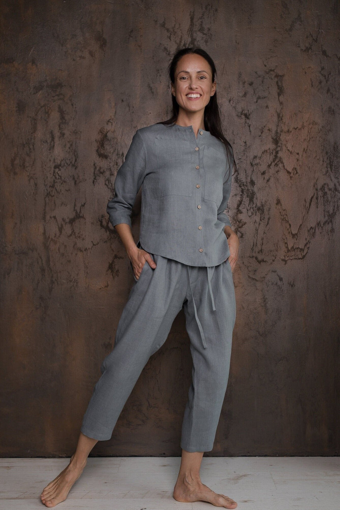 Linen Button Down Shirt ICEBERG 3
