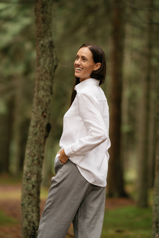 White Linen Button Up Shirt Lulu 4 - Daily Linen