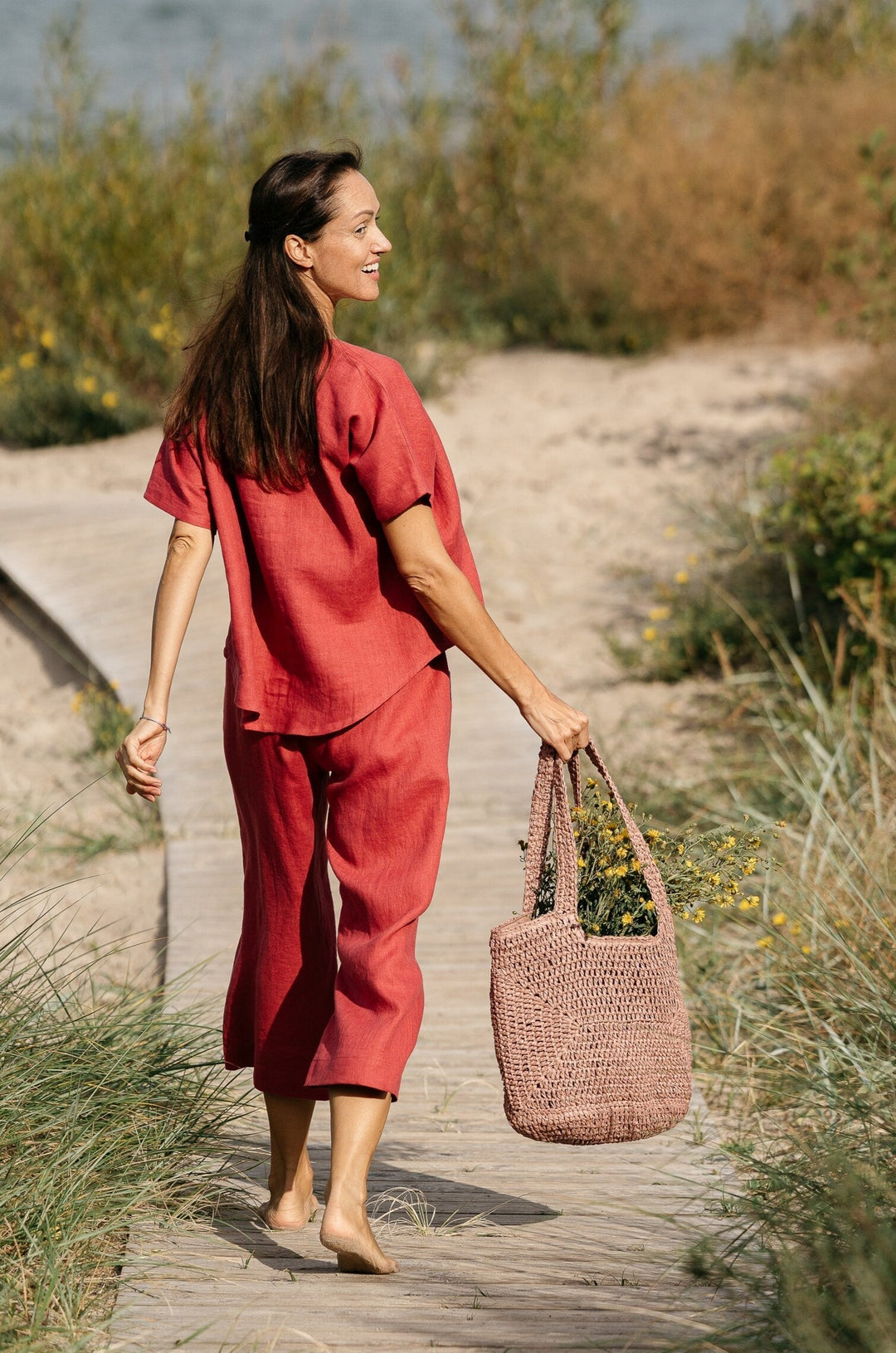 Linen Loungewear Set Raspberry Color 3 - Daily Linen