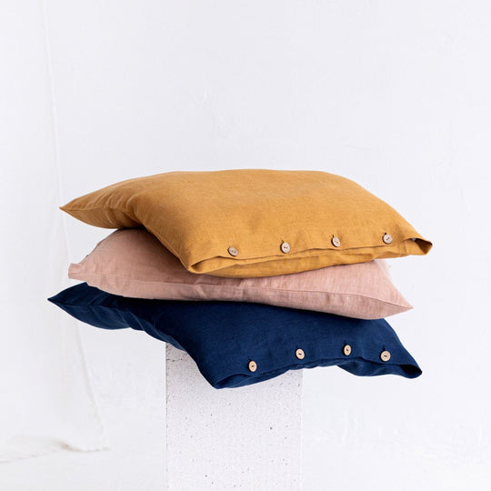 Linen Pillowcase With Buttons In Various Colors | Daily Linen