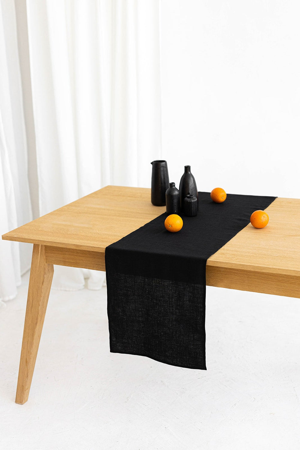Linen Table Runner In Black Color 1 - Daily Linen