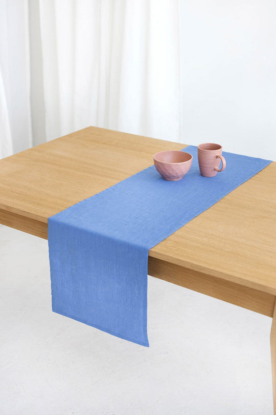 Linen Table Runner In Blue Color 2 - Daily Linen