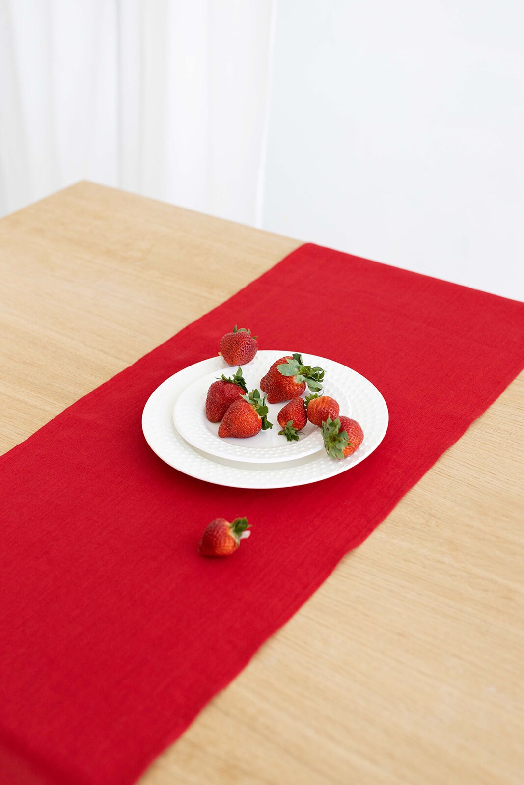 Red Color Linen Table Runner On Table 3 - Daily Linen