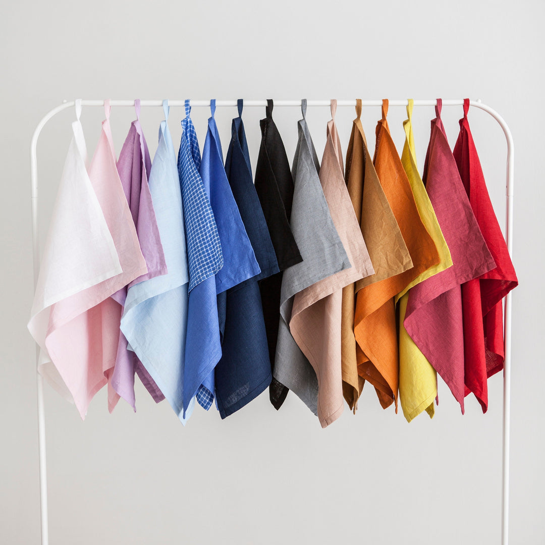 Hanging Linen Tea Towels In Various Colors - Daily Linen