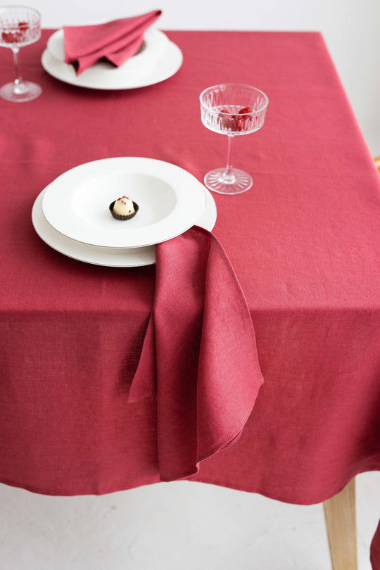 Linen Napkins Set Of 2 In Raspberry Color With Table Decor - Daily Linen