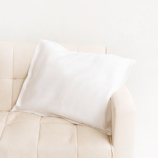 White Color Linen Pillowcase On Sofa - Daily Linen