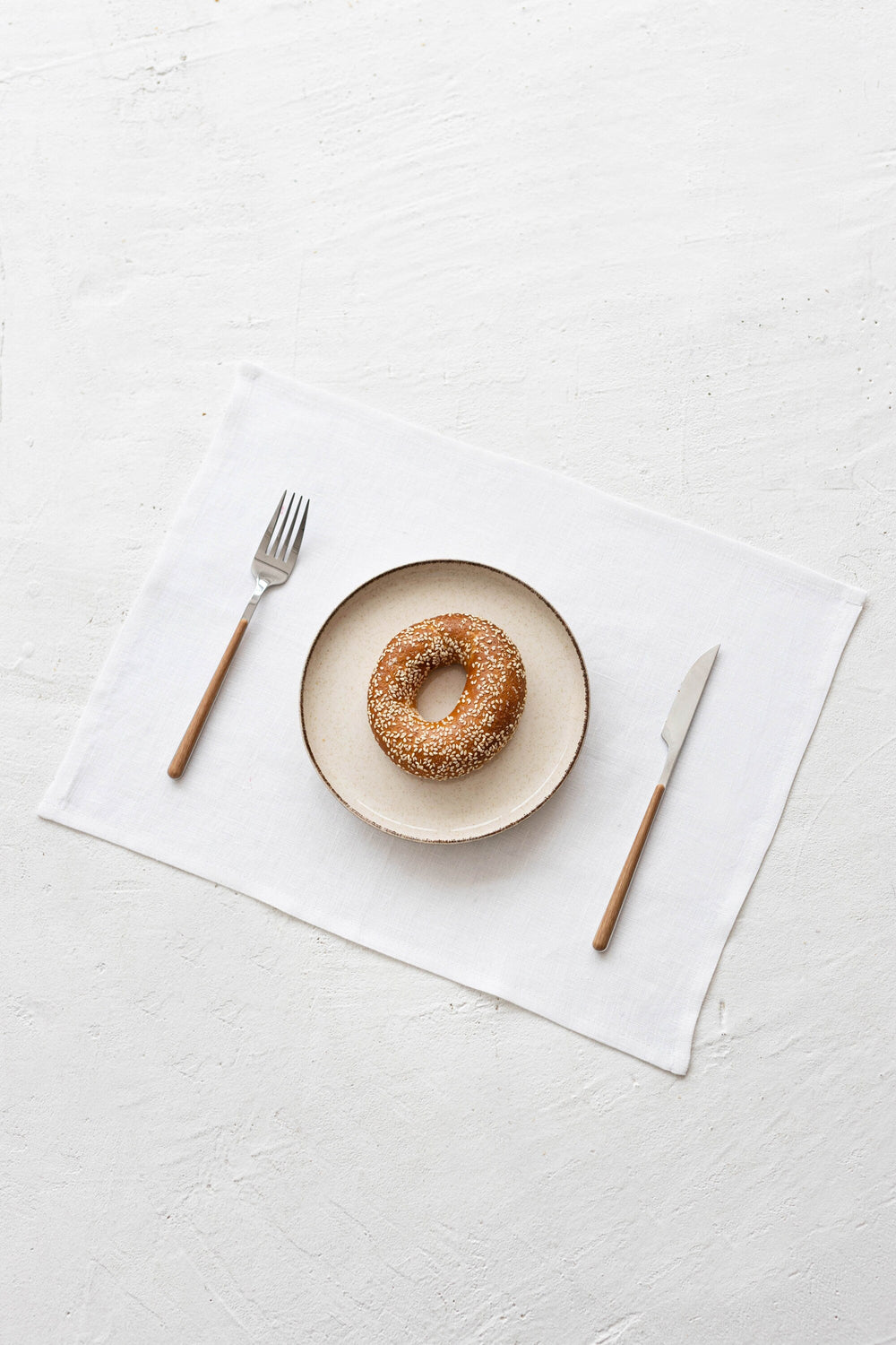 White Color Linen Placemat Set Of 2 Side View  - Daily Linen