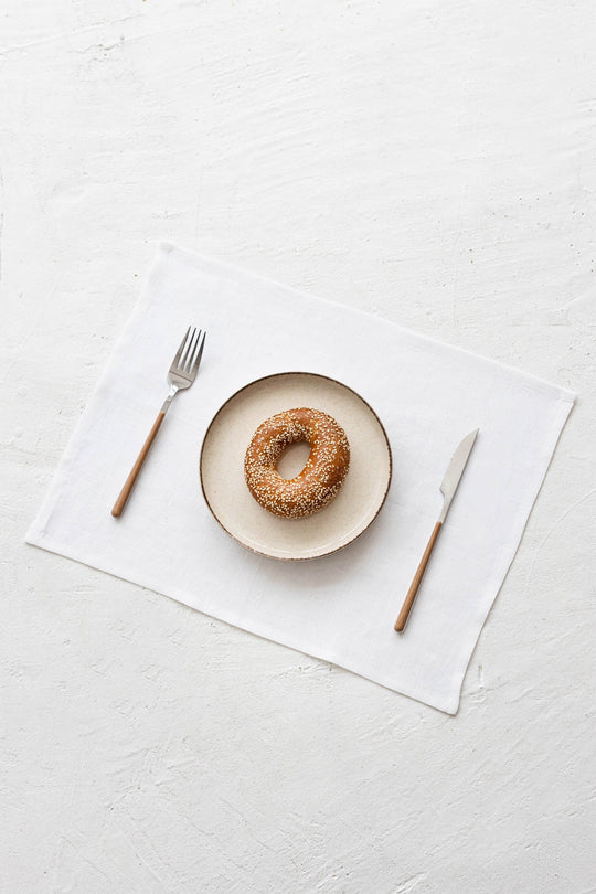 White Color Linen Placemat Set Of 2 Side View  - Daily Linen