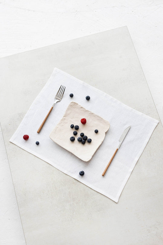White Color Linen Placemat Set Of 2  Front View - Daily Linen