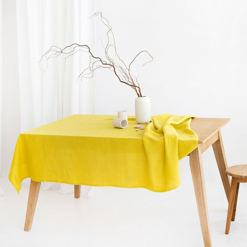 Linen Tablecloth In Yellow Color - Daily Linen