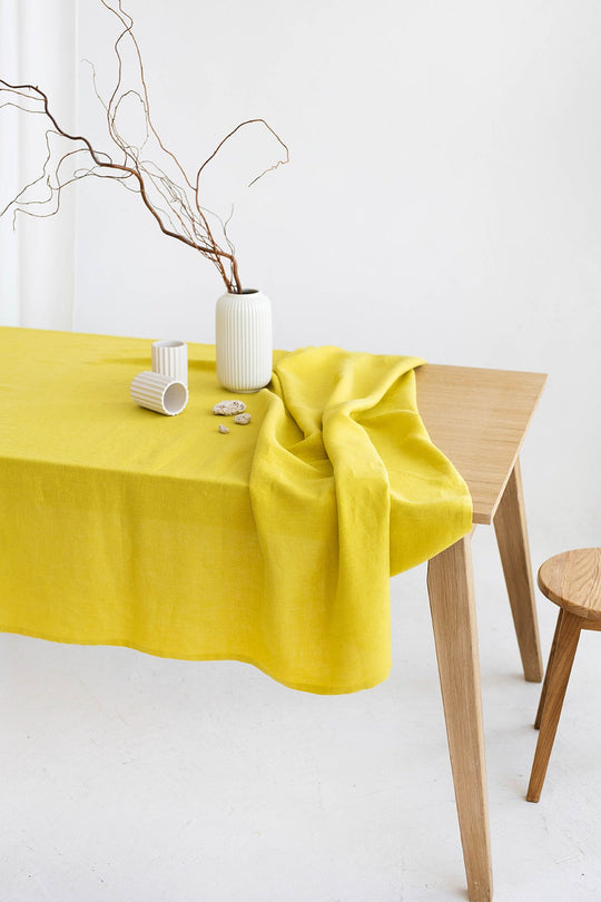 Linen Tablecloth In Yellow Color 1 - Daily Linen