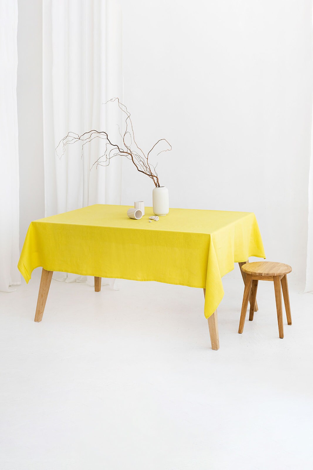 Linen Tablecloth In Yellow Color 2 - Daily Linen