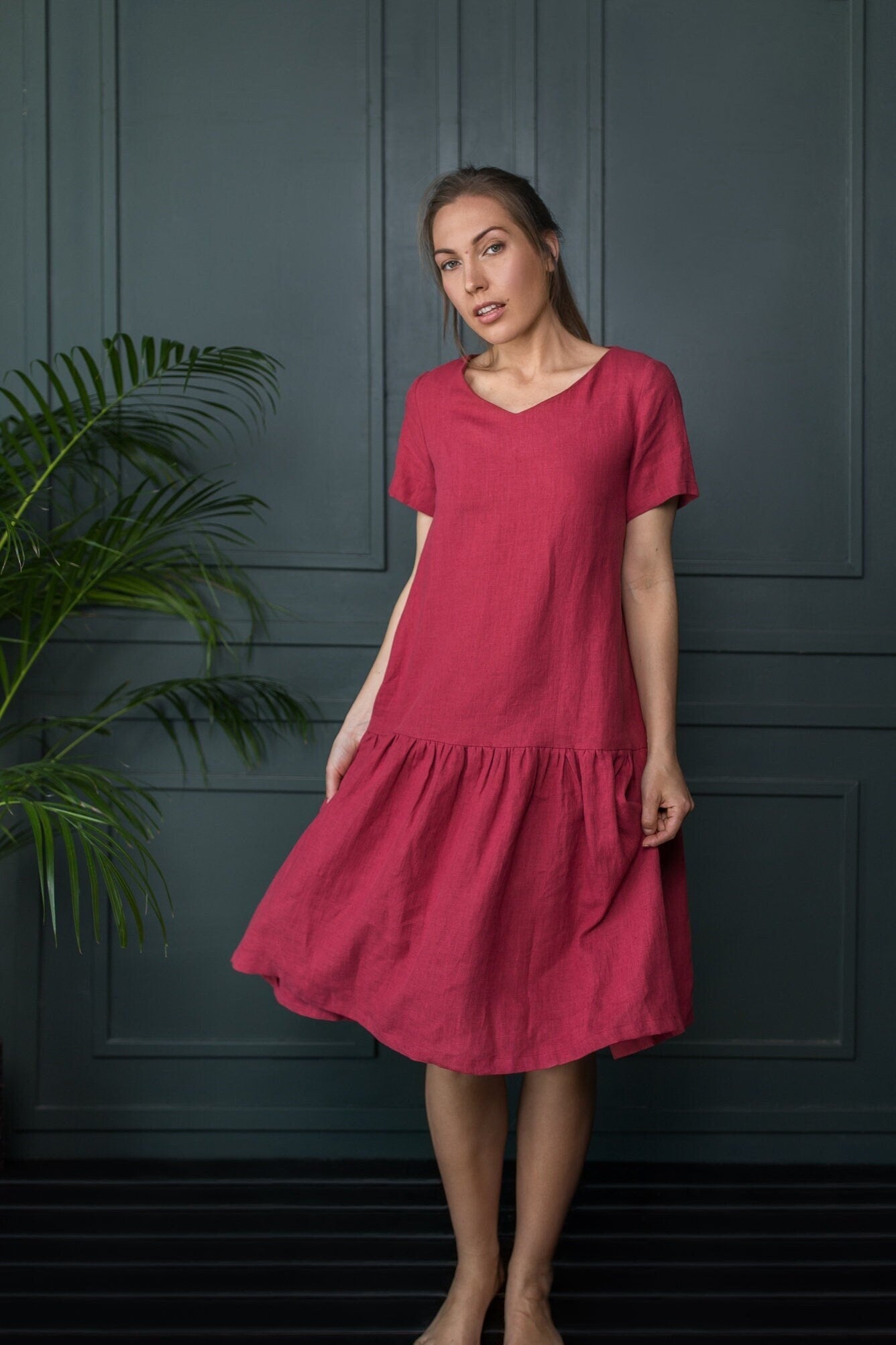 Ruffle MAXI Linen Dress  DailyLinen