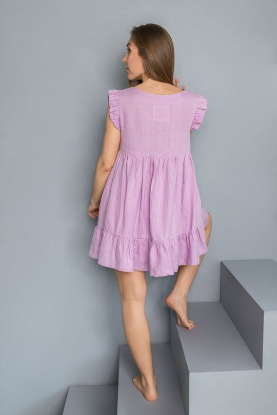 Ruffle Sleeveless Linen Dress | Daily Linen