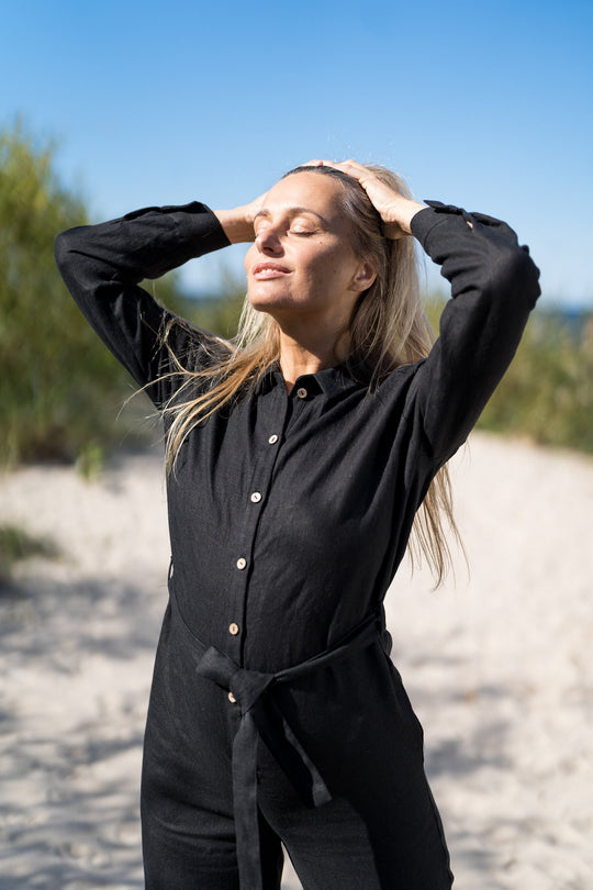 Black Linen Jumpsuit LUGANO | Daily Linen